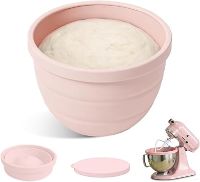 5 Qt Foldable Tilt-Head Silicone Liners for kitchenaid Stand Mixer, Silicone Bowl Liners with Lids, Kitchen Aid Accessories and Attachments for Baking and Cooking 1pcs Pink