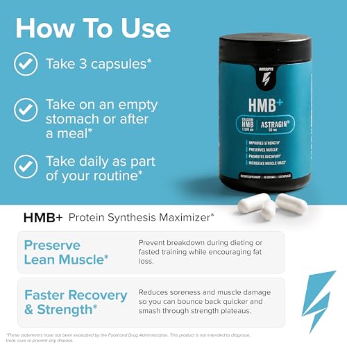 Image of InnoSupps HMB+ | 1500mg HMB (Beta-Hydroxy Methylbutyrate) & 50mg Astragin | Enhanced Absorption, Preserves Muscle, Promotes Recovery, Increase Lean Muscle Mass | Gluten Free - 240 Veggie Capsules