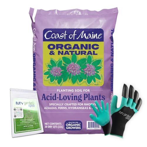 Coast of Maine AL3500 Acid-Loving Planting Soil 20 qt with My Garden Pool 7-in-1 Soil Test Strips 20 ct. and Claw Gardening Gloves