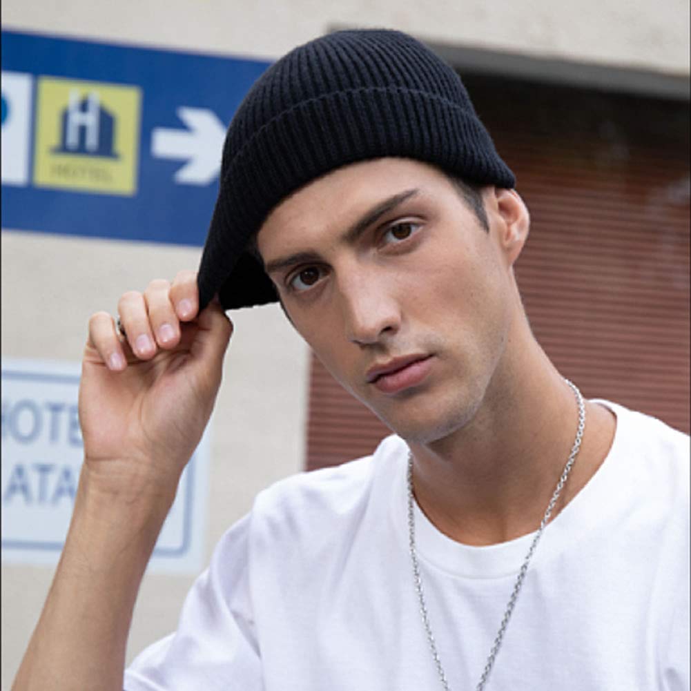 MaxNova Gorro de pescador corto con puño de punto para hombres y mujeres, sombreros cálidos