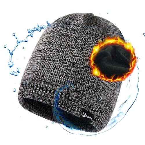 Image of Oversized L /XL /XXL DryKnit Waterproof Merino Wool Blend Beanie Fleece Lined Knit Hat for All-Weather Winter
