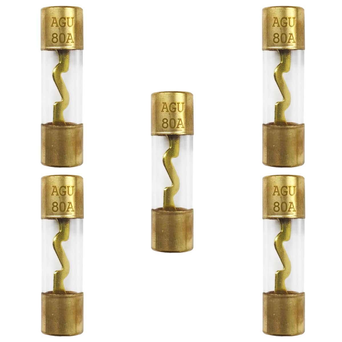 5PCS 80A AGU Fuse Gold Plated Glass Car Audio Accessories Audio Stereo System Car Fuse Kit Fit for