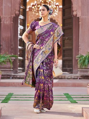 Image of SWORNOF Women's Kanjivaram Soft Silk Banarasi Sarees With Unstiched Blouse Piece