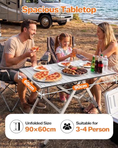 Sportneer Mesa de Camping Plegable Portátil de Aluminio 35.4"x23.6" con Diseño de Apertura Rápida y 3 Alturas Ajustables para Camping, Picnic, Pesca y BBQ miniatura 4