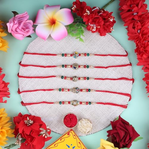 Image of Traditional Handmade Rakhi For Brothers | Designer Pearl, & Beaded Wrist Bands For Bhai| Thread Rakhi For Siblings | Elegant Handcrafted Bracelet For Raksha Bandhan