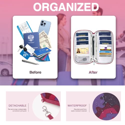 Image of Passport Holder Family, Women Rfid Blocking Passport Wallet, Travel Essentials Premium Wallets, Waterproof Passport Holders Bag for Men Traveling, Travel Document Organizer Credit Cards Case