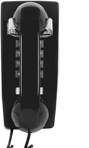 Teléfono de pared con diseño retro, teléfono montado en la pared con cable, anillo mecánico nítido, fácil de instalar, teléfono de pared, perfecto