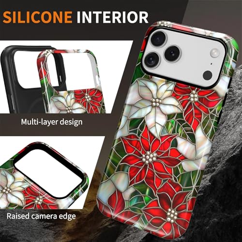 Coque rigide iPhone 17 Pro Max antichoc silicone vitrail de Noël premium - 2