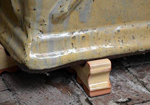 Ceramic Pot Feet 3-Pack-Tan Glaze - Made In USA- Flower Pot Risers Glazed Ceramic - Handmade - Stoneware Clay - Frost Proof - Made For Planters- 3" Long x 1.5" Tall - Recommended for 14"-20" Pots - Thumbnail 6