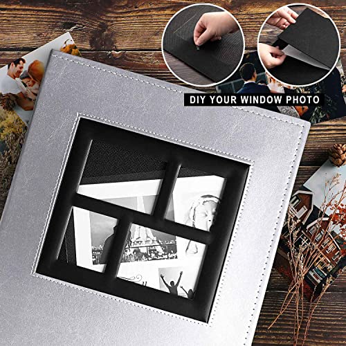 Image of Ywlake Photo Album 4x6 500 Pockets Photos, Extra Large Capacity Family Wedding Picture Albums Holds 500 Horizontal and Vertical Photos Pictures Silver