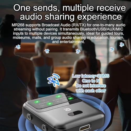 Adaptador de audio Bluetooth 5.4 LE ideal para transmisiones simultáneas en salas 4