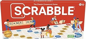 Hasbro Gaming Scrabble Board Game, Classic Word Games for Kids Ages 8 and Up, Fun Family Game for 2-4 Players, The Classic Crossword Game