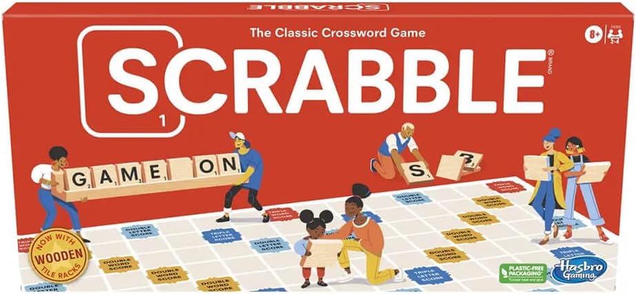 Hasbro Gaming Scrabble Board Game: Classic Crossword Game for 2+ Players, Ages 8 and Up