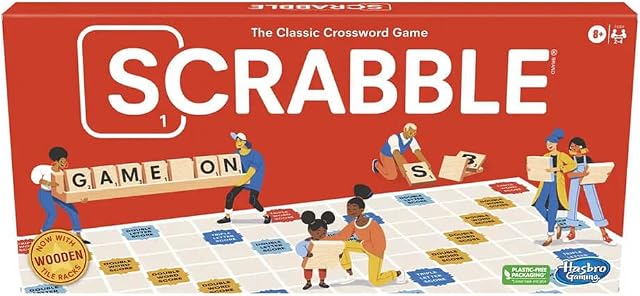 Hasbro Jeu de société Scrabble, Jeu de mots classique pour enfants Âges 8 et plus, Amusant jeu familial pour 2-4 joueurs, Le jeu de mots croisés classique, Multicolore, F4204