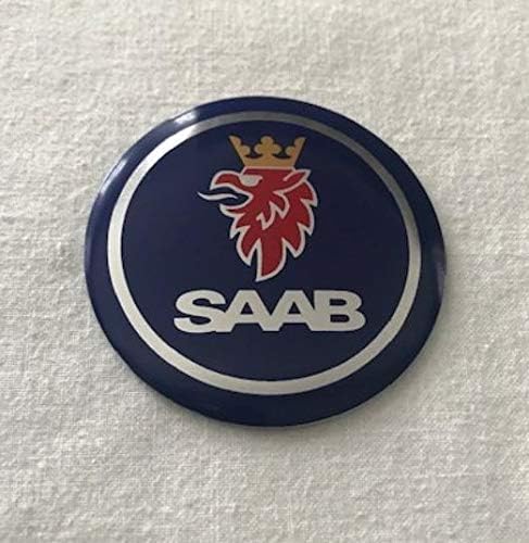 COMPATIBLE WITH SAAB EMBLEM WHEEL CENTER CAP STICKER LOGO BADGE WHEEL TRIM - 55MM DOME - SET OF 4