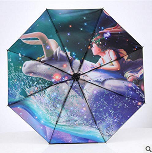 Preisvergleich Produktbild MVBGLK Zwölf Sternbilder schwarzer Kunststoff dreifacher Regenschirmschüler Sonnenschutzschirm faltbar bei Taurus