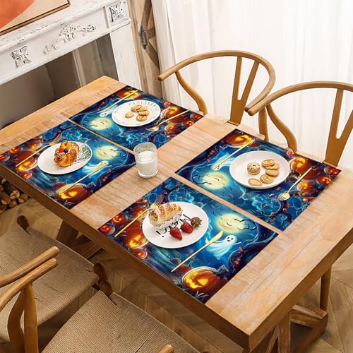 Sets de table Halloween 30 x 45 cm lavables motif citrouille pour table cuisine - 5