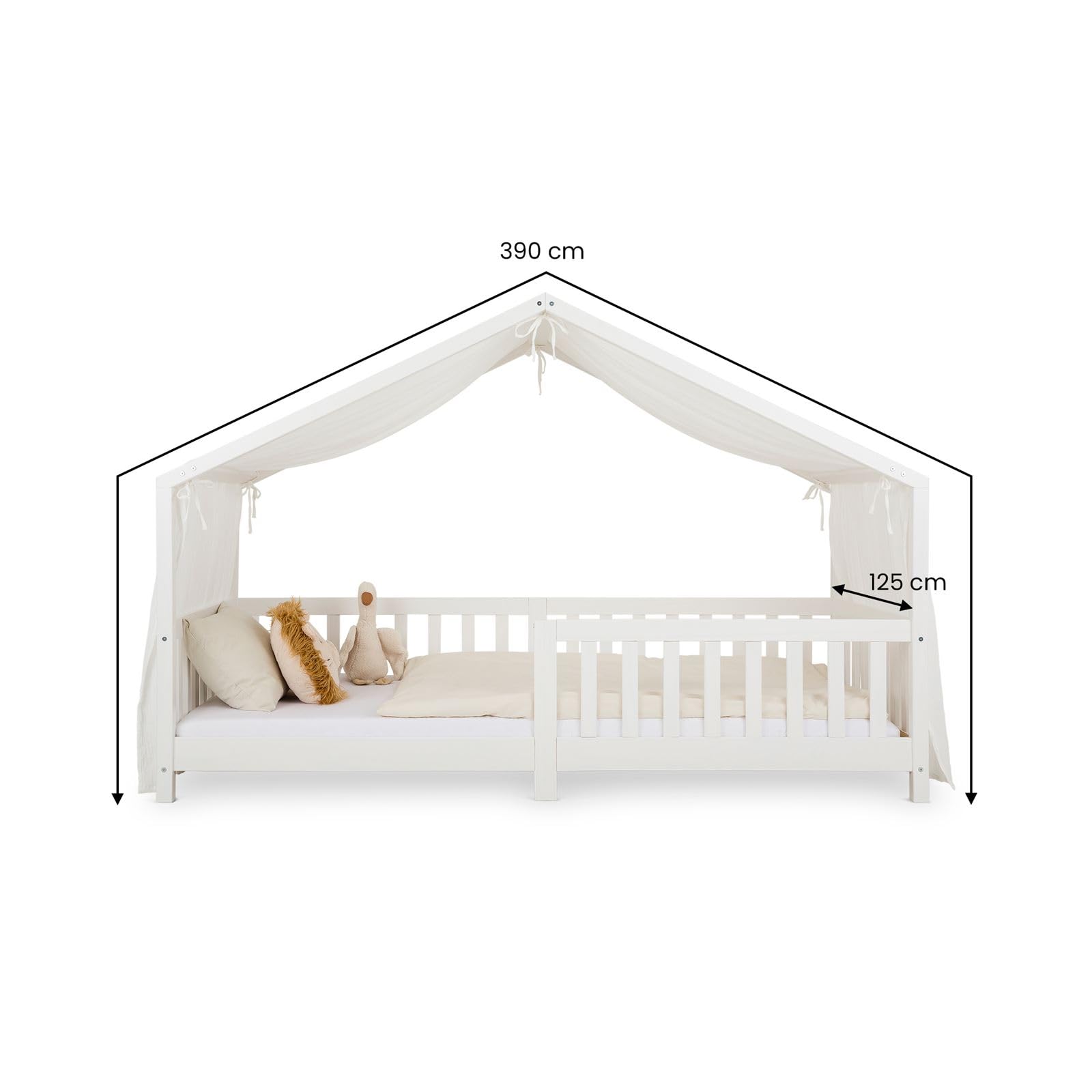 IDIMEX Rideau de lit LIAN en Mousseline 100% Coton 125 x 390 cm, pour Lits cabanes Enfants, Tissu léger et Doux, Blanc