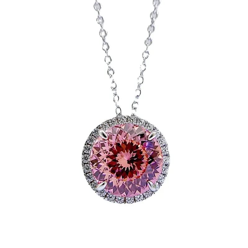 Collier argent 925 diamant rose 5CT le cadeau de mariage idéal