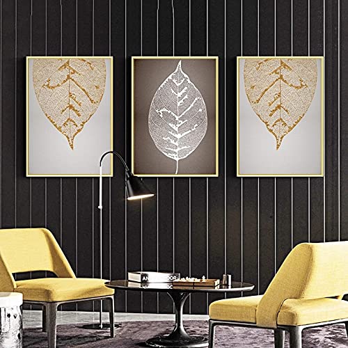Affiche feuille d'or rose 3 pièces 50x75cm peinture abstraite salon