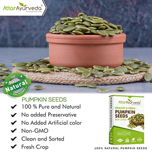 Image of Attar Ayurveda Raw pumpkin seeds for eating (250 grams) | Protein and Fiber Rich Superfood | Unsalted, unroasted