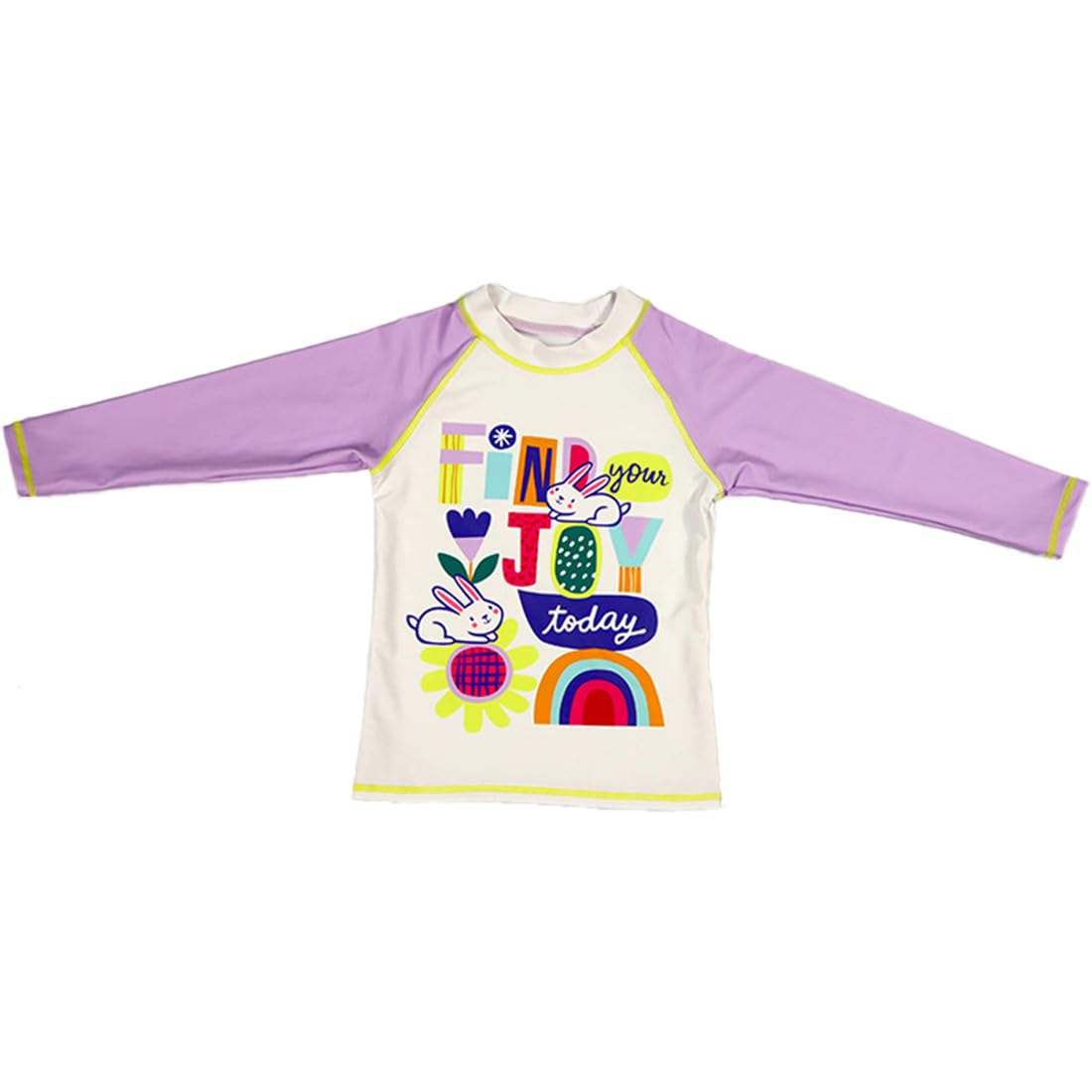 Kids Swimsuit Girls Happy Easter Rabbit Print Swim Shirts Rash Guard Sets Sun Hat UPF 50+ Bathing Suit Swimwear Purple