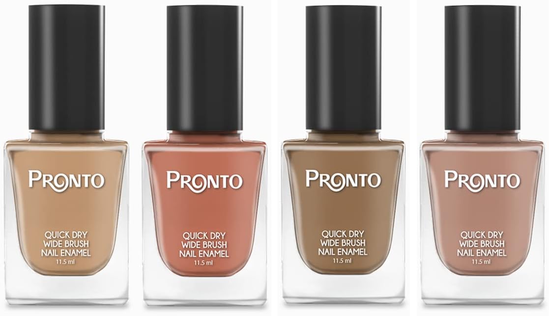 ProntoCollection – 4 Pieces Set: Long Lasting, Quick Dry, Mirror Shine Nail Polish – Hardener, Bright and Shiny Finish – (11.5 ml / 0.40 Fluid Ounces Each) (Stay Naked Stay Nude)