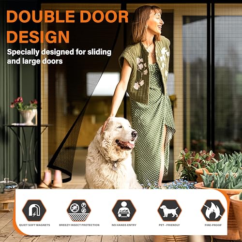 Image of Magnetic Screen Door, Door Screen Magnetic Closure-Keeps Bugs Out Let Breeze in, Heavy Duty Mesh - Pet and Kid Friendly, Works with Front Doors, Sliding Doors Fit Door Size 72 x 80 in