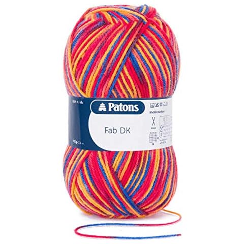 Patons Fab DK Kitting/Crochet Yarn Double Knitting Wool 100g Balls and 100% Acrylic Machine Washable & Tumble Dry Yarn Cover