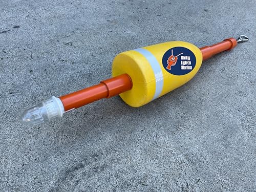 Blinky Lights Marine Marker Buoy Float with LED Flashing Strobe and Weighted Hook Heavy Weather Large Size for Lobster Hoop Net Crab Pot Nighttime Fishing Marine Project
