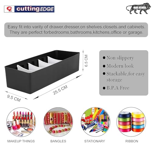 Image of Cutting EDGE Stackable Storage Drawer Organiser, Set of 8 (Black & White)
