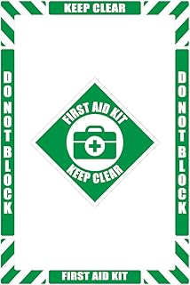 NMC First Aid Keep Clear Walk-On Floor Marking Kit with Textured Non-Slip Surfac, Configurable (Includes 12 X 12 Center Floor Sign and Marking Strips with Corner Angles), WFK04