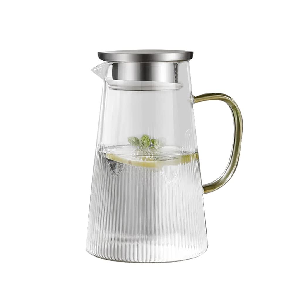 Nff Jarra De Cristal, Jarra De Cristal De 1,2 L con Tapa, con Mango De Madera Jarra De Agua De Cristal Resistente Al Calor Apta For Bebidas, Té Caliente, Café, Leche (Color : A)