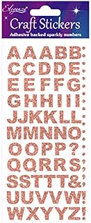 Eleganza OA027265 Bold Alphabet Letter Glitter Craft Stickers - Rose Gold Self Adhesive