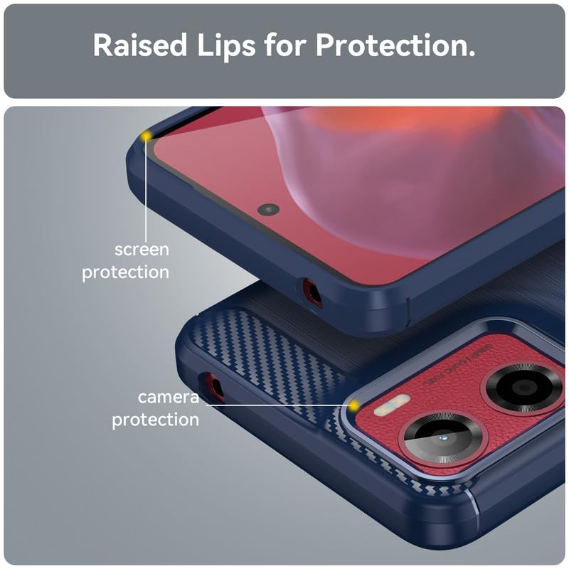 Image of Hybrid Carbon Fiber Back Case for Moto G05 (Blue)