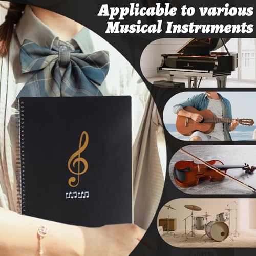A4 Notenmappe, Music Sheet Chormappe für Notenblätter A4 50 Taschen/100 Seiten, Wasserdicht Kunststoff Notenordner, Registermappen Notenmappe für Musikpartitur, Dokumente, Papier, Kunstwerke
