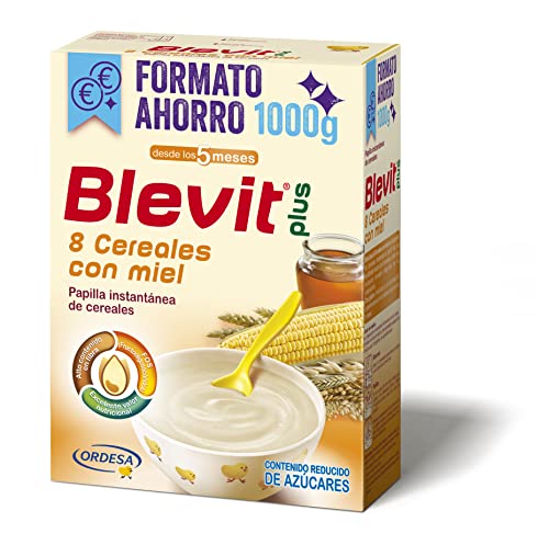 Blevit Plus 8 Cereales Miel Formato Ahorro - Papilla para Bebé con Harina de Avena y Harina de Trigo - Sin Azúcares Añadidos - Ayuda a regular el tránsito intestinal - Desde los 5 meses - 1000g Cover