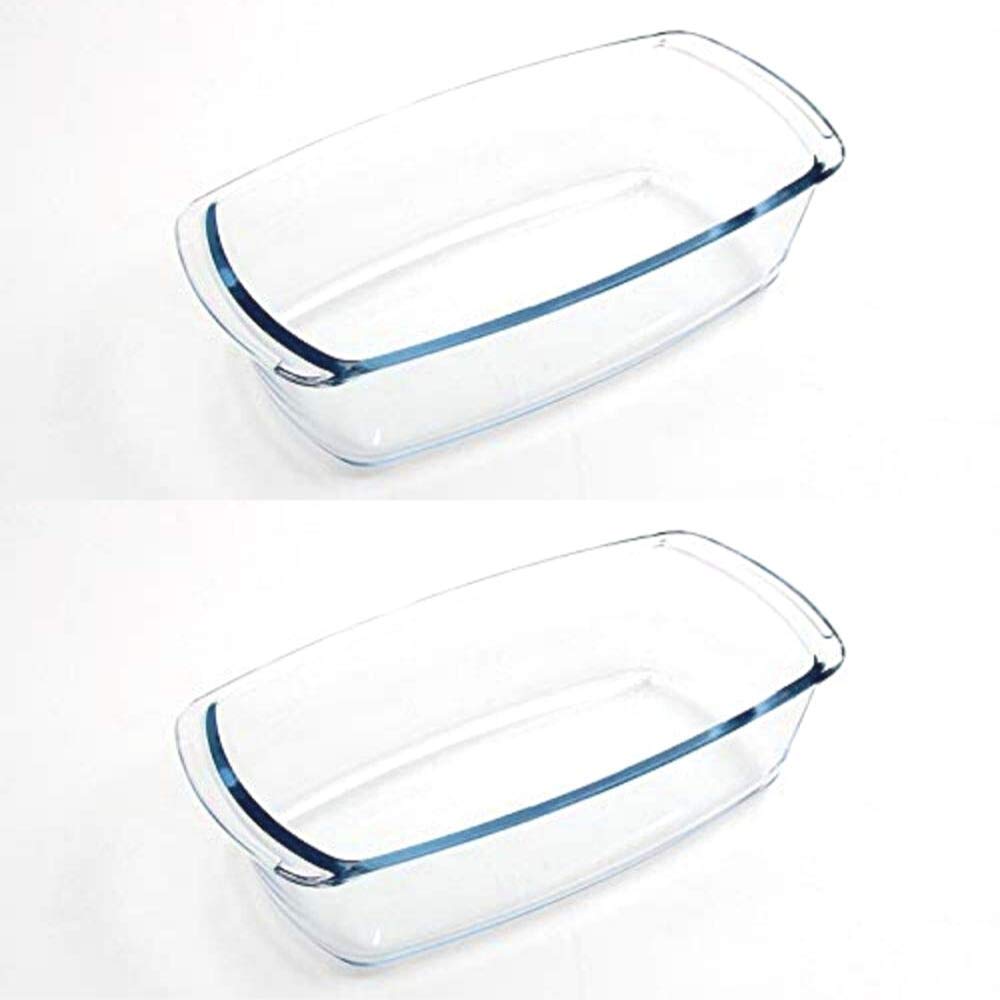 Femora Borosilicate Glass Baking Dish | 1 Year Warranty | Microwave Safe, Baking Tray for Microwave Oven, Oven Safe Cookware, Baking Dish for Oven, Transparent, Rectangle (Set of 2-1800 ml)
