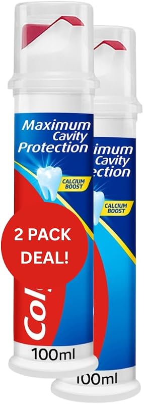 2 Pack Toothpaste 100ml Each – Pump Dispenser, Fresh Mint, Maximum Cavity Protection Formula 2X 3.5 fl oz.