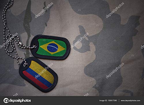 Kit Dog Tag Bandeira do Brasill + Plaqueta Gravada + Correntes de Alumínio