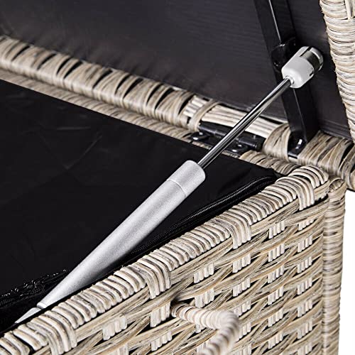 HLJMAQ Aufbewahrungsbox Auflagenbox Kissenbox Poly Rattan Gartenbox Gartentruhe Creme – Bild 5