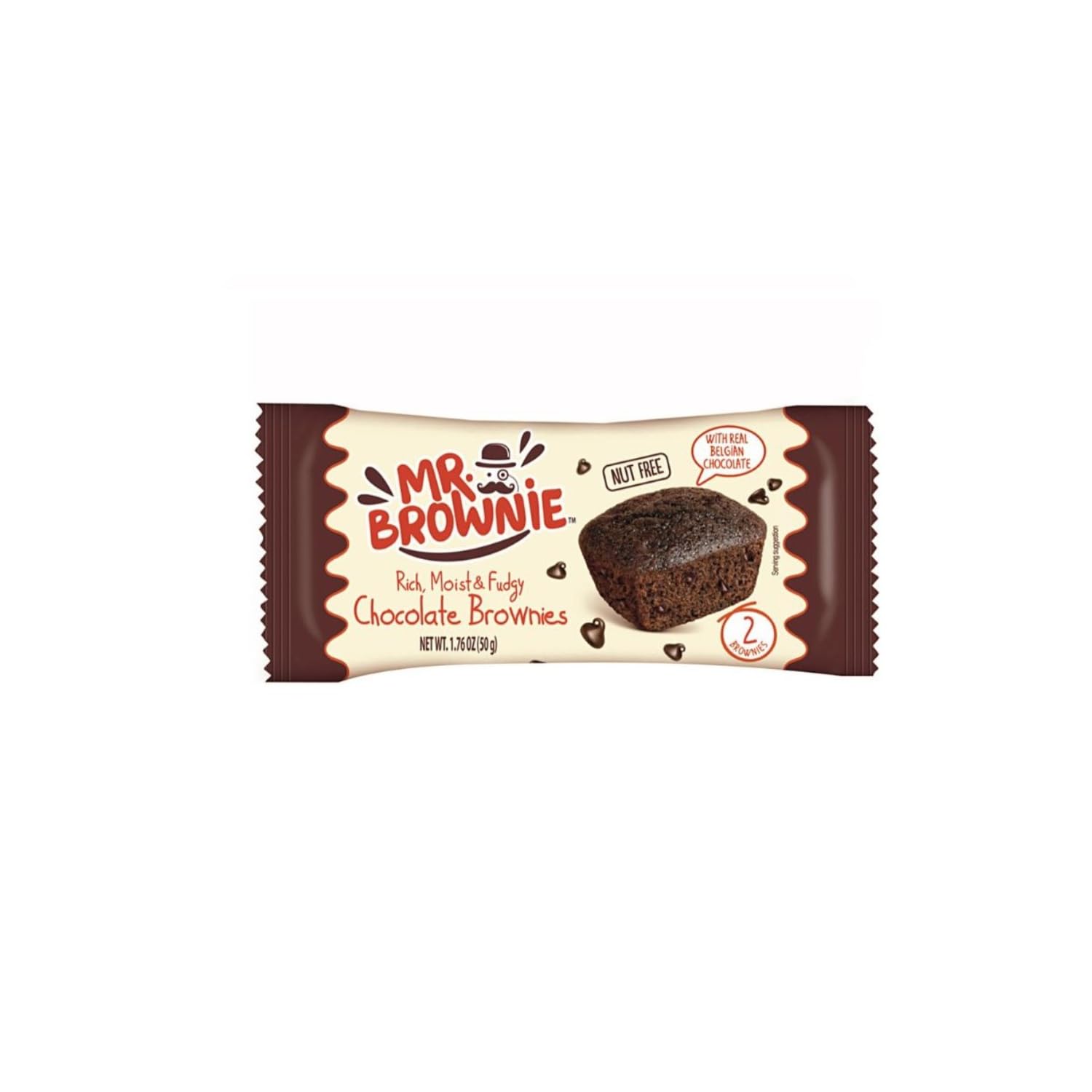 Mr. Brownie® | 24 Brownies al Cioccolato | Brownies Bipack - 12 x 50 Gr | Merenda Cioccolato | Snack Confezionati a Coppia