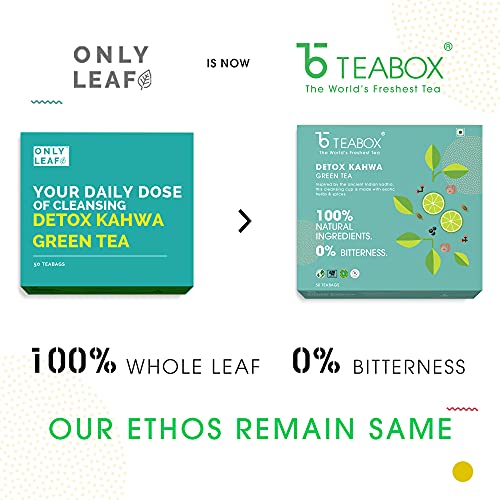 Image of Teabox Detox Kahwa Herbal Tea | 50 Biodegradable Teabags | 8 Natural Ingredients | Supports Body Detox & Healthy Digestion | 0% Bitterness | Caffeine-Free Wellness Brew (Pack of 3)