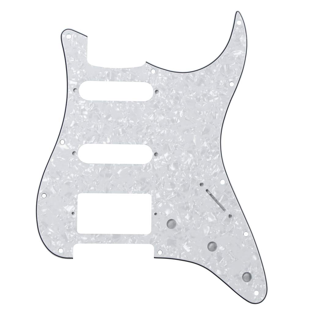 FLEOR 11 Hole Guitar Pickguard SSH and Tremolo Cavity Backplate with Mounting Screws for U.S./Mexican Standard ST Style Guitar,White Pearl 4Ply - Image 4