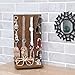 Ikee Design Wooden Rotating Two-Sided Jewelry Display Stand, Rotating Organizer with 32 Hooks for Store, Earring Keychain Display with Hooks, Brown color, 9 W x 7.5 D x 16.5 H in