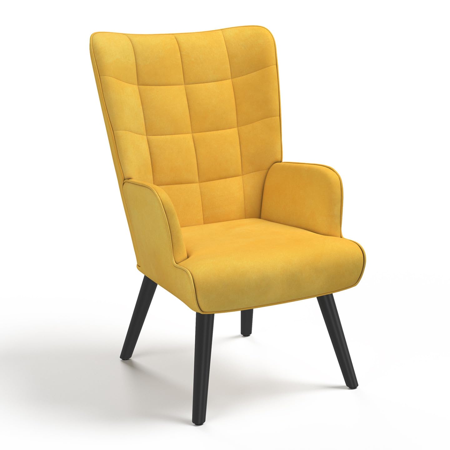 IDMarket - Fauteuil scandinave ANIA Velours Jaune