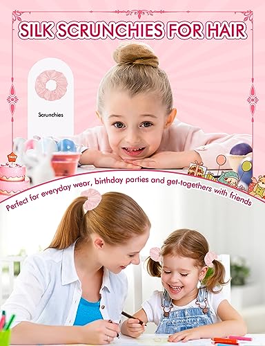 EPLAZA Kids Girls Satin Robe with Hair Band Eye Mask for Birthday Spa Bridal Party Flower Girls Wedding Robes Kimono4