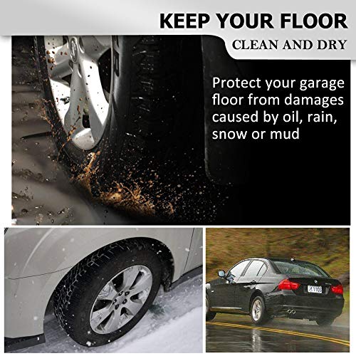 Hanjet Garage Car Floor Mat Containment Garage Mat for Snow, Mud, Rain - 7Feet 9Inches x 16Feet, Black - Thumbnail 2