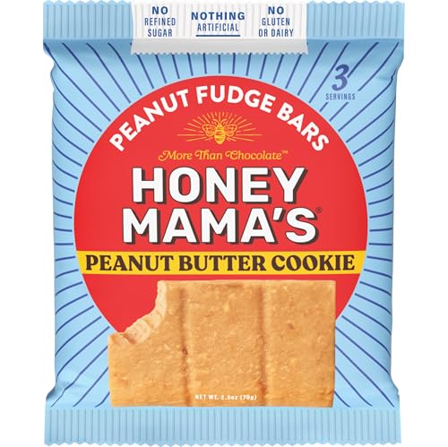 Honey Mamas Peanut Butter Cookie Peanut Fudge Bar NO Refined Sugar Gluten Free Dairy Free Soy Free NO Seed Oils 2.5 Ounce 3-Serving Bar