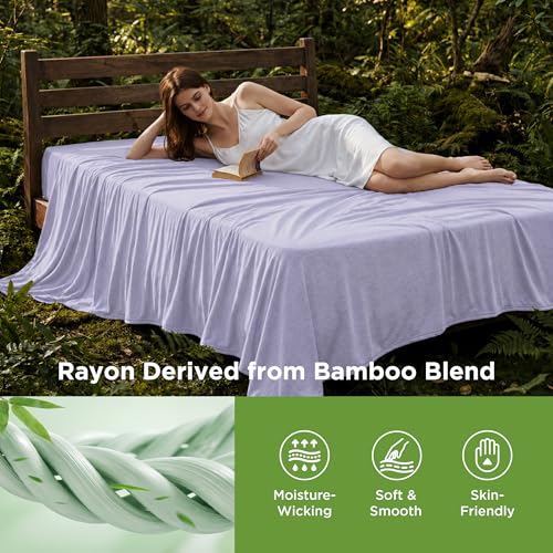 Image of Bedsure Lavender Cooling Blanket King Size for Hot Sleepers - Summer Cold Blanket for King Size Bed with Rayon Derived from Bamboo, Ice Cool Cold Arc-Chill Thin Summer Bedding Essentials, 108x90